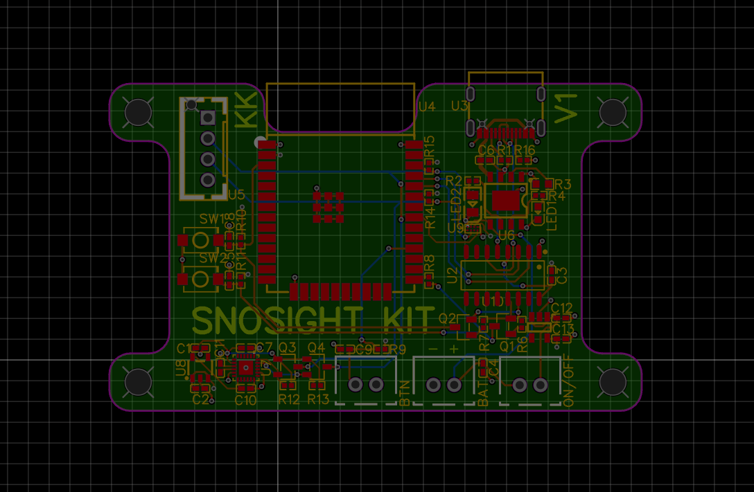AR ski goggle electronics, view 1